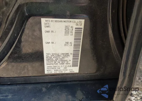 2018 Nissan Altima 2.5 Sr из США, поврежденный, VIN 1N4AL3AP2JC273598